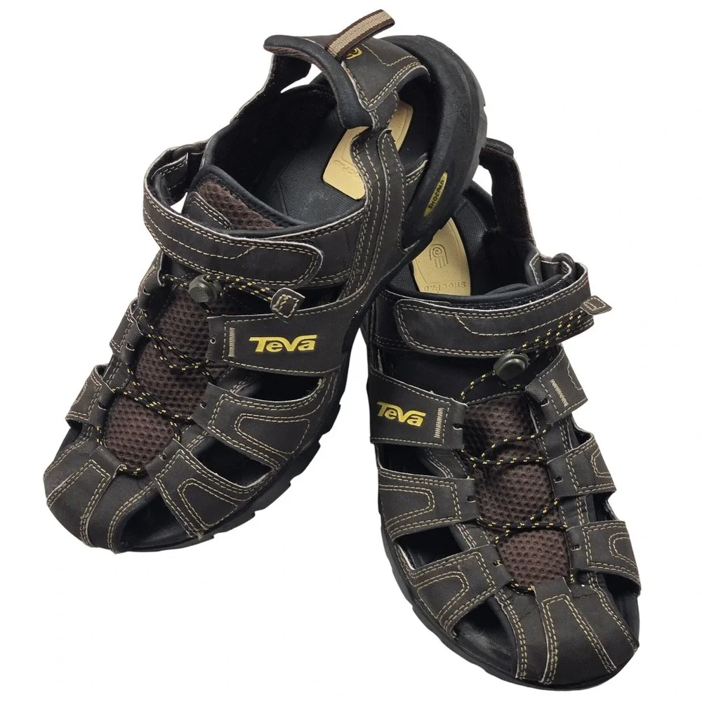 Teva Omnium Fisherman Sandals Mens 11 Brown Fair 1001116 ShocPad Hiking Water